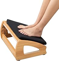 Vista 1 de StrongTek Reposapiés ergonómico de madera - Taburete ajustable de 4 ángulos para escritorio, reposapiés de oficina, soporte antideslizante