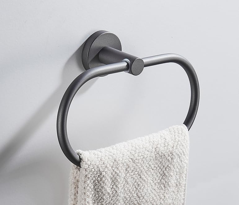 Towel Rack, Bath Towel Holder, Bathroom Shelf, Bathroom Pendant Set, Grey - Towel Ring