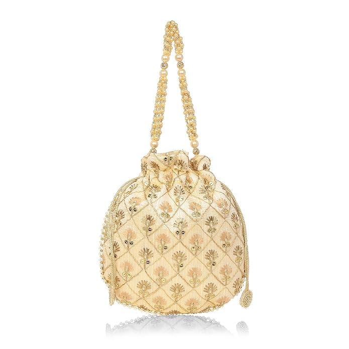 LINEAS ART & CRAFTS Womens Amara Round Potli, Elegant Gold Ladies Purse with Traditional Design, Ideal Handbag for Bridal Wear, Indian Weddings, and Cultural Events (B0DFLS5WVV) Amazon Price History, Amazon Price Tracker
