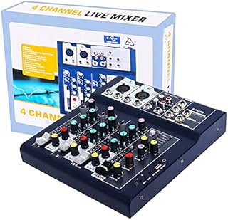 4 Channel Mixer,Portable USB Audio Mixer,48V Phantom Power Mixing Board,Sound Mixing Console Line Mixer