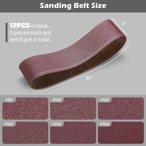sainsmart 12pcs aluminum oxide 4x36 inch sanding belts 12pcs 6-inch sanding disc 6pcs wax and silicone free tack cloth sanding set for woodworking sander tools db30a