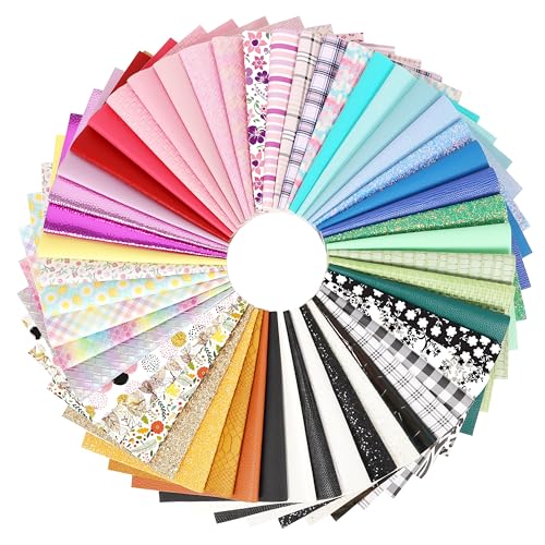 ZAIONE Random Faux Leather Sheets: Glitter Print Leather 20Pcs 8X12 Inch Grain Texture Embossed Colors Pattern Leather for Earrings Crafts