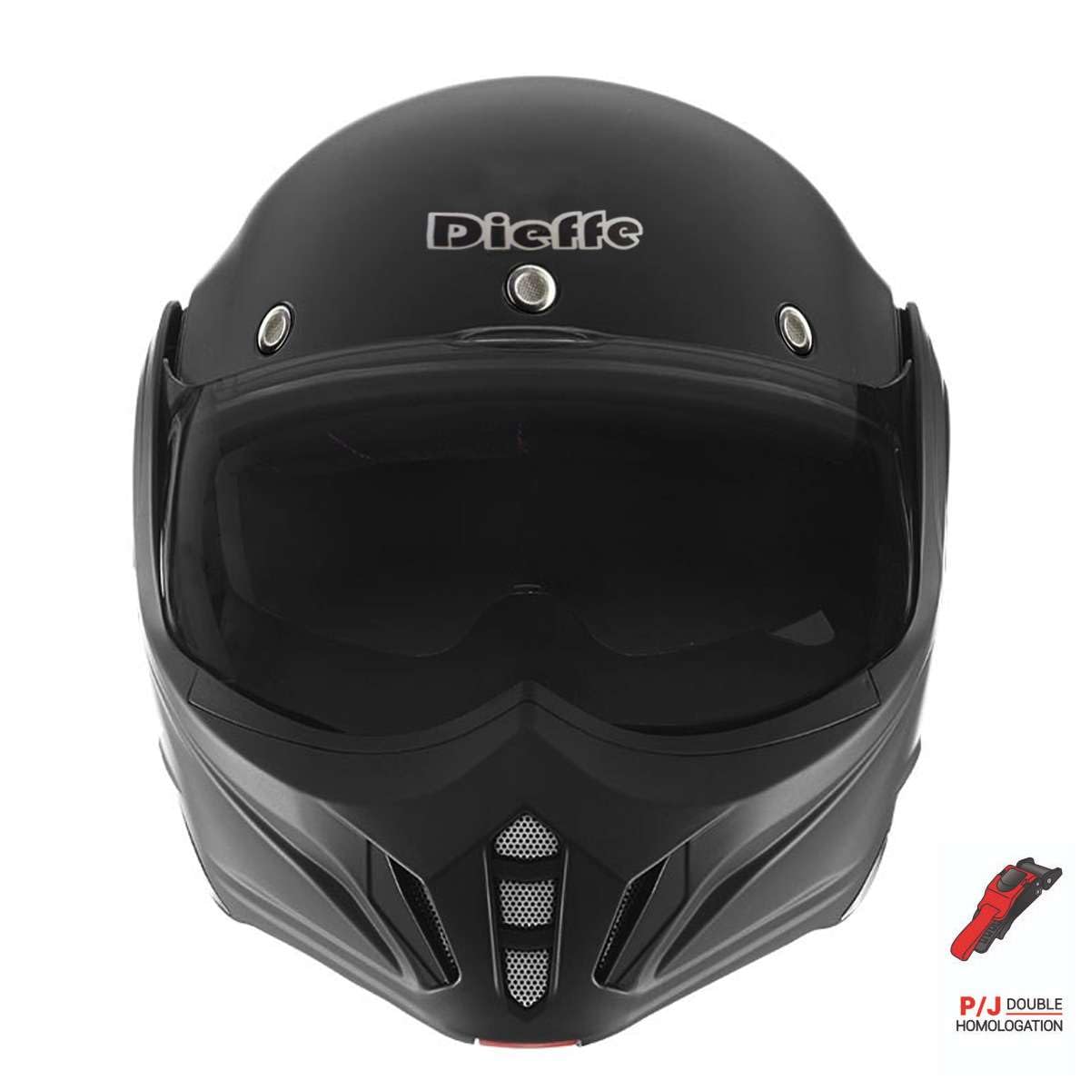 CASCO MODULARE MENTONIERA REVERSIBILE NERO OPACO OMOLOGATO P/J ECE.2206 INTEGRALE