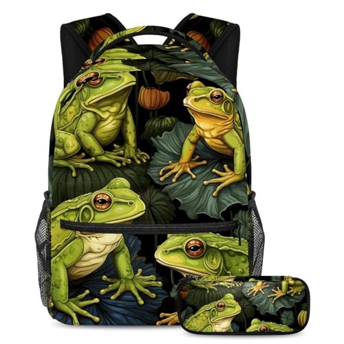 Ensemble de cartables tendance grenouille colorée 2 pièces, cadeau de rentrée idéal