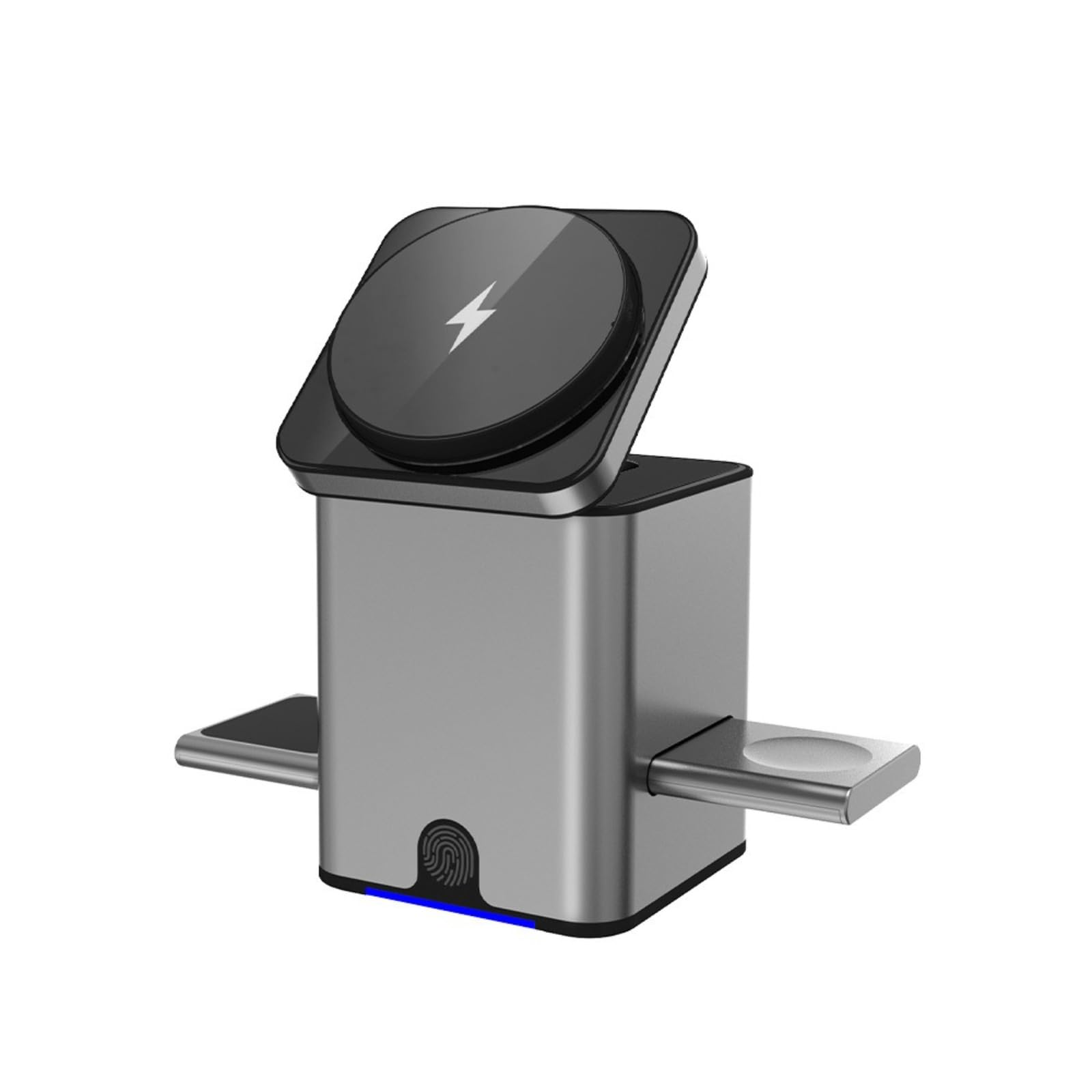 Caricatore wireless magnetico, supporto di ricarica per smart watch, dock di ricarica rapida da 15 W, pieghevole e rotante, funzione di tipo C, multifunzione, per casa, ufficio, viaggi
