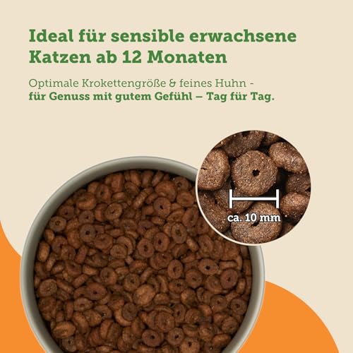 MERA Cats Nature Sensitive Huhn Katzenfutter Trocken 400g | Mono-Protein, getreidefrei & zuckerfrei | Katzen Trockenfutter hoher Fleischanteil & leicht verdaulich
