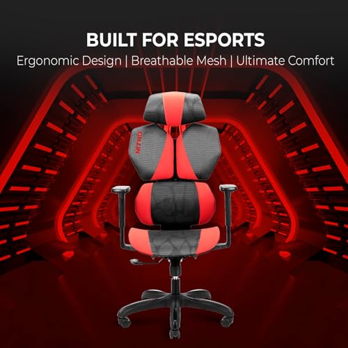 Image of NiTHO WASP Ergonomic Mesh Gaming Office Chair | Adaptive Lumbar Support, 3D Armrests, Breathable Mesh Computer Desk Chair, Height Adjustable Swivel Office Chair for Home Office, Study or Gaming, Red