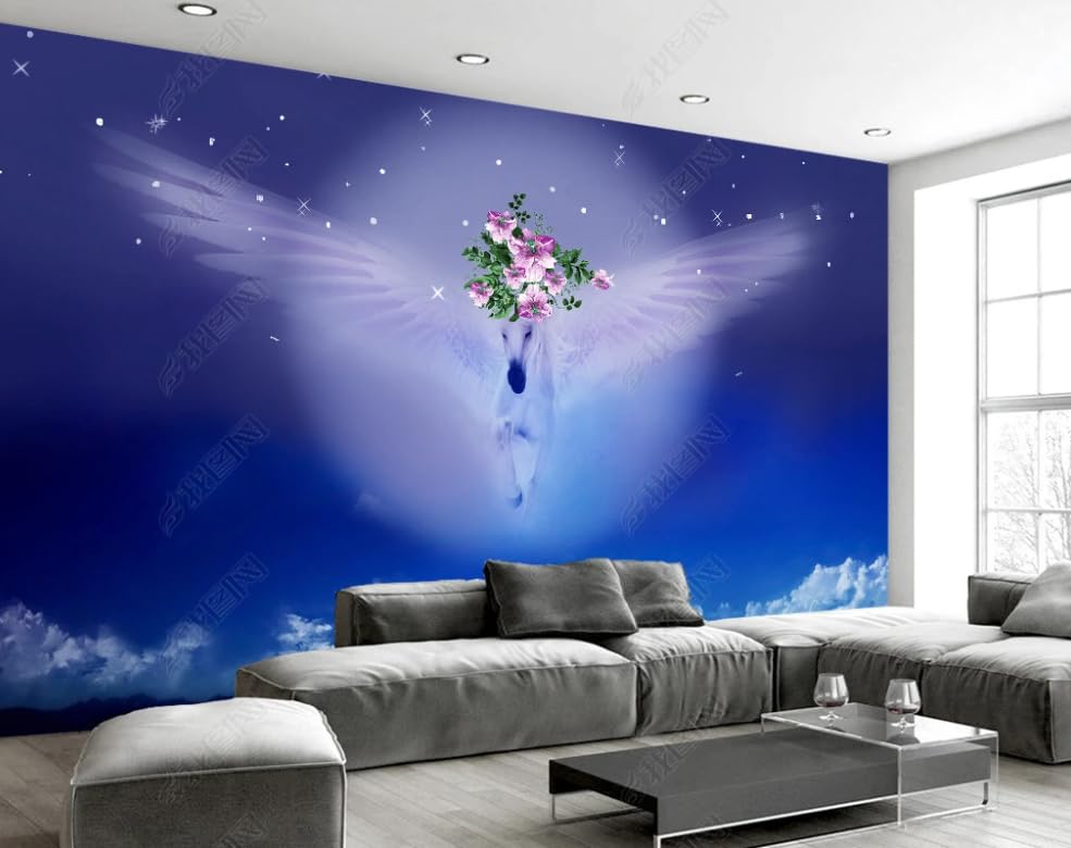 Papier peint intissé Pégase blanc grand format 250x175 cm de salon