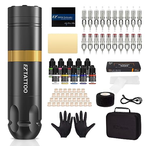Kit de Tatuaje Inalámbrico Caster con Batería de 1500mAh y Agujas Surtidas