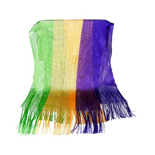 Mardi Gras Scarf for Women Mardi Gras Shawl for Women Purple Green Yellow Mesh Shimmering Scarf Mardi Gras Costume Women Mardi Gras Accessories for Women Girls