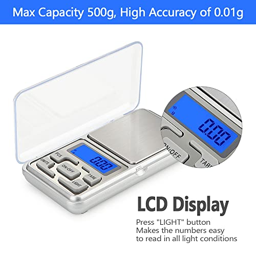 Digital Pocket Scale, 500G Capacity High Precision Balance Of 0.01G, Mini Electronic Grams Reloading Weight Scale, Food Scale, Jewelry Gem Scale, Kitchen Scale #TOP3