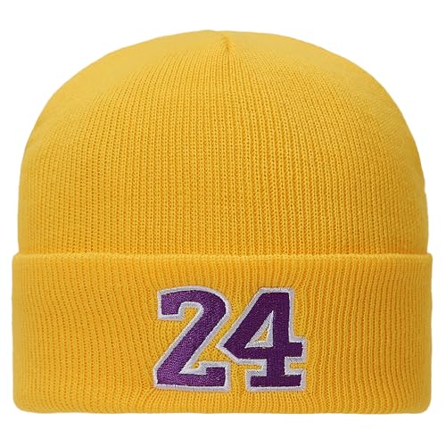 MKEUJSO Mens Basketball Fans Beanies Hats Men Women Knit Hat Fall Winter Sports Soft Warm Elastic CapsL#24 Yellow