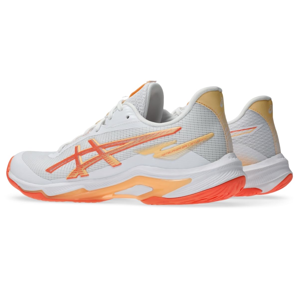 Asics Women's Netburner Ballistic FlyteFoam 4 Volleyball Shoes, 9.5, White/Vivid Coral