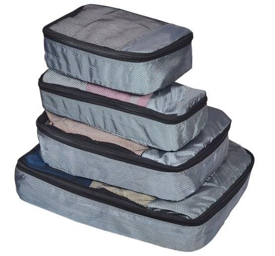 Travel Packing Cube Luggage Organizers Bag Clothes Storage Secret Pouches with Shoe Pouch set of 4 differenct sizes (Multicolour)-image-32