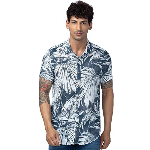 Image of Spykar Men's Slim Fit N /A Half Sleeve Printed Casual Shirts