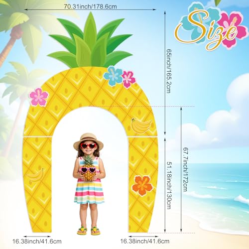 Image of Funrous Pineapple Door Banner Under The Sea Party Decor Yellow Cartoon Porch Banner Pineapple Door Sign Set Summer Photo Booth Props Backdrops for Birthday Baby Shower Outdoor Indoor Decorations