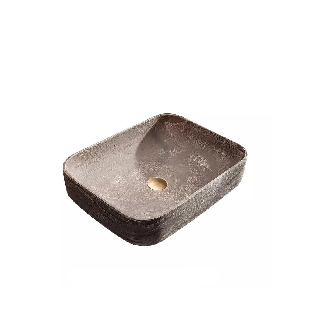 Hpthly A Bathroom Sink Creative Washbasin Ceramic Retro Rectangular Chinese Hotel Bathroom Washbasin Vessel Sinks (A)