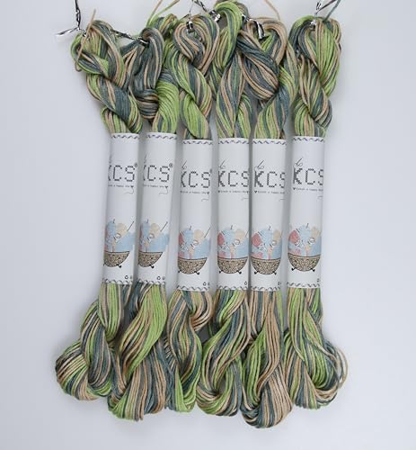 Image of KCS Big skeins of 25 Meters Size 25 Color Variegated Cross Stitch Stranded Threads,6 skeins,4065