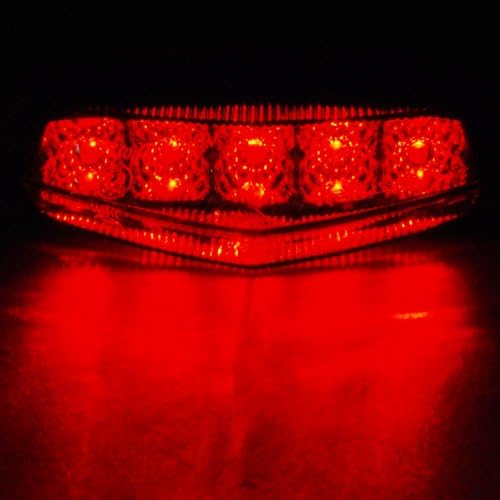 Miniatura 2 de Astra Depot Lente transparente de corte de diamante, 10 luces LED rojas para frenar y correr, compatible con Suzuki Honda, Yamaha, Kawasaki, Street