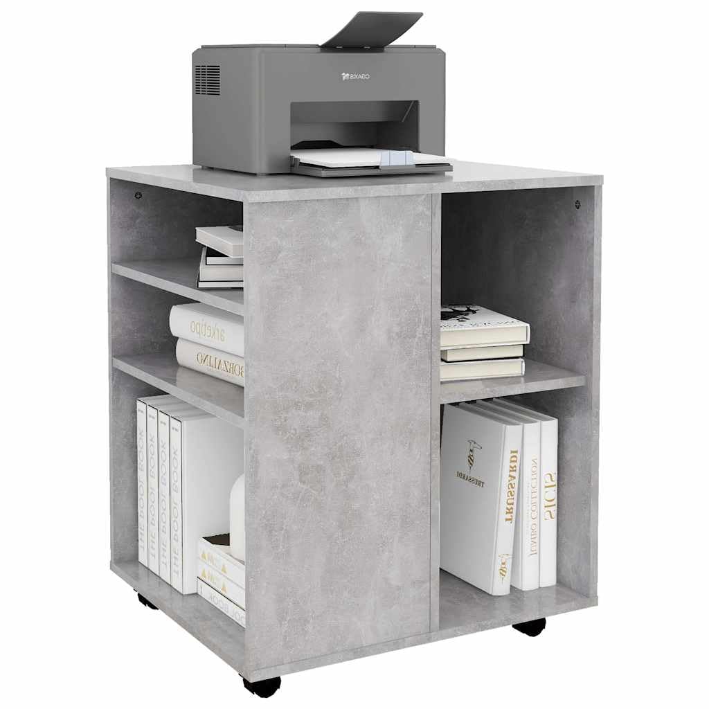 Meuble à roulettes Gris béton 60 x 53 x 72 cm Bois multicouche