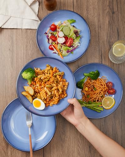 Image of Pokini 8.75'' Ceramic Pasta Bowls Set of 4, Salad Bowls Pasta Serving Bowls | 32Oz Versatile Serving Bowls for Pasta, Salad, Fruit & Noodles, Soup Bowls Sets, Stoneware Pasta Plates, Light Blue