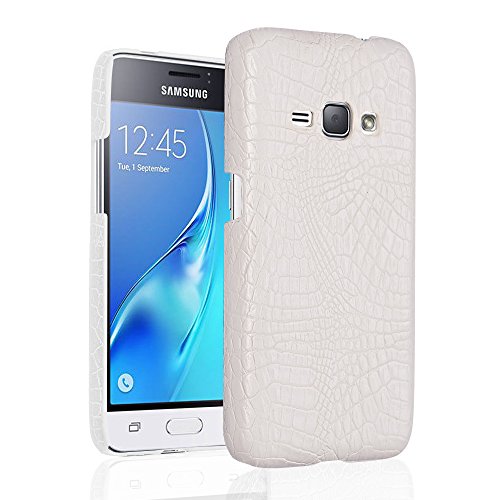 Compatible avec Samsung Galaxy J2 Prime 2016 / J2 Ace Coque,Étui Protecteur 2 en 1 (PC+Cuir) pour téléphone Portable White
