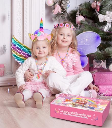 Jeowoqao Kids Princess Dress Up Clothes, Toddler Girls Dressup Pretend Play Costumes, Tutu Skirt, Butterfly Wings, Princess Shoes Toys for Ages 3 4 5 64