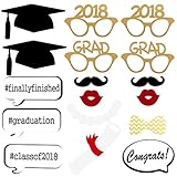 Amosfun 1Graduation Party Photo Booth Props 2018 Graduation Party Decorations Attached to The Stick...