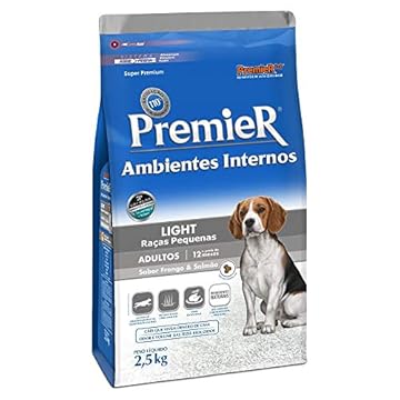 Ração Premier Ambientes Internos Light Para Cães Adultos Sabor Frango E Salmão, 2,5Kg Premier Pet Para Todas Médio Adulto,