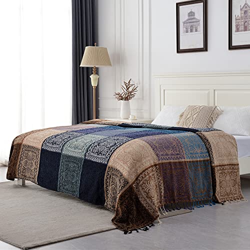 Edcooy Boho chair cover Colorful chenille Tassels Hippie throw blanket for couch Bed Sofa Recliner Loveseat Blanket for Bohemian Living Room Decor Purple(87''x102'')… - Image 4