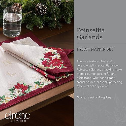 Servilletas de Tela Pack x4 17x17 Poinsettia Floral miniatura 2