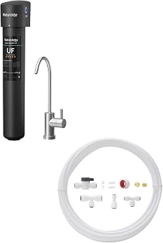 Waterdrop 17UB-UF 0.01 m Ultra Filtration Under Sink Water Filter System and Waterdrop KITB 1/4" Water Line Connection Kit for WD-10/15/17UB Series, WD-G2/G3 RO System and iSpring