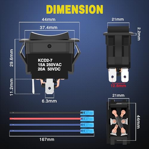 Image of Nilight 2PK Reverse Polarity Toggle Switch 12V 20A 4Pin DPDT W /Wires Jack