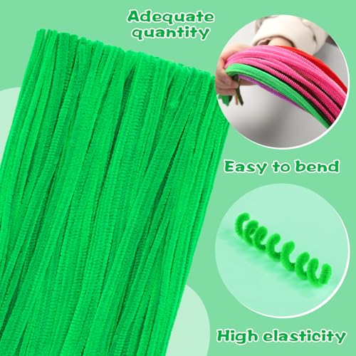 Image of 100 Pieces Pipe Cleaners Craft Chenille Stem Fruit Green Pipe Cleaners | Fuzzy Sticks Pipe Cleaners for Crafts Festival Home Decorations