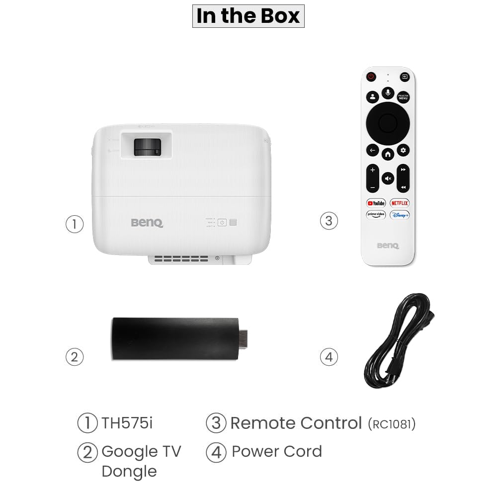 BenQ TH575i 4K Compatible Smart FHD 1080p Home DLP Projector, TV with Licensed Netflix, 3800 ANSI Lumens Brightness, Upto 300" Screen Size, 1.07 Billion Colors, 16.7ms Low Input Lag 10W Speaker — Amazon image 7
