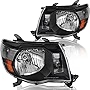 SOCKIR Headlight Assembly Compatible with 2005-2011 Toyota Tacoma Passenger & Driver Side (Black)