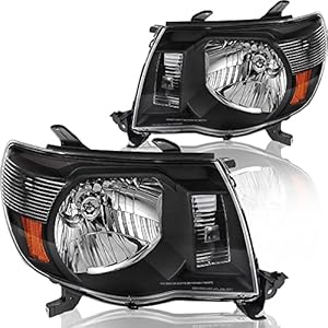SOCKIR Headlight Assembly Compatible with 2005-2011 Toyota Tacoma Passenger & Driver Side (Black)