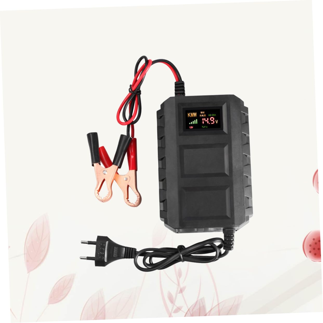 SOLUSTRE Caricabatterie con Protezione Sovracorrente per Batterie al Piombo 12v 20a e Ricarica Sicura in Plastica Nera per Auto e Moto per Motociclette
