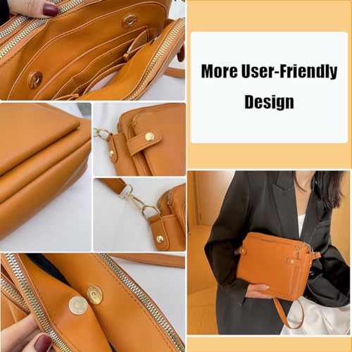 Gpmsign Crossbody Leather Bags For Women, Three Layer Leather Crossbody Shoulder clutches, Adjustable Handbags purses3