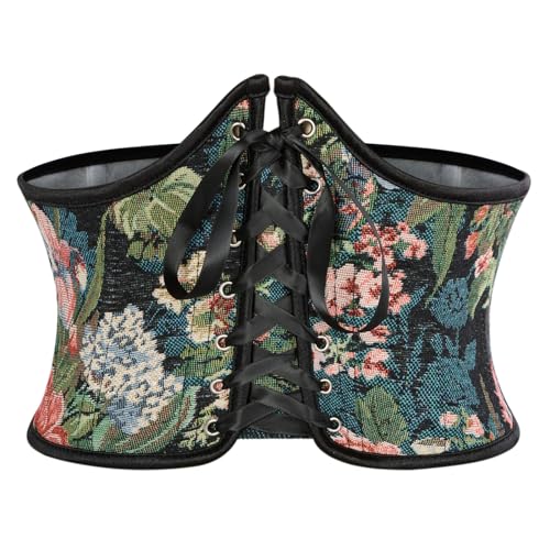 Image of Scarlet Darkness Corset Belt for Women Renaissance Lace up Corset Floral Wide Waist Belts