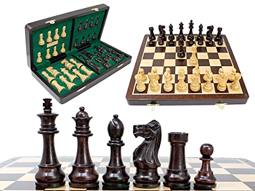 House of Chess - Tournament Chess Set 3.75 Unique Staunton Pieces + 16 x 16 Folding Chess Board/Box in Ringy Rosewood / Maple Wood with 2 Extra Queens and Algebraic Notations House of Chess - Tournament Chess Set 3.75" Unique Staunton Pieces + 16" x 16" Folding Chess Board/Box in Ringy Rosewood / Maple Wood with 2 Extra Queens and Algebraic Notations