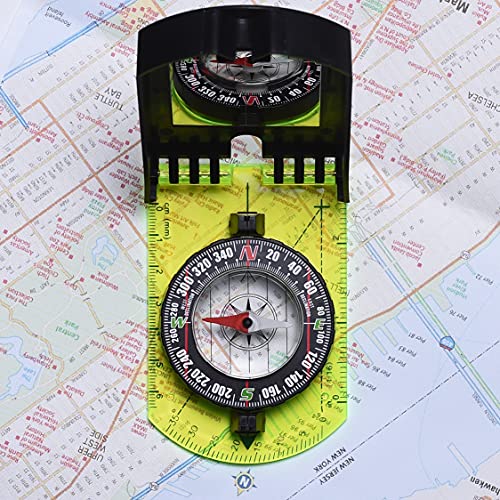 Sighting Compass Mirror Adjustable Declination - Boy Scout Compass Hiking Survival | Map Reading Compass Orienteering | Mirror Compass Hunting Camping - Kids Compass Navigation Waterproof Backpacking #TOP5