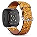 CJBROES Replacement Leather Watch Band, Compatible with Fitbit Versa 3 and Fitbit Sense of Wristband Bracelet Accessory - Pattern Design