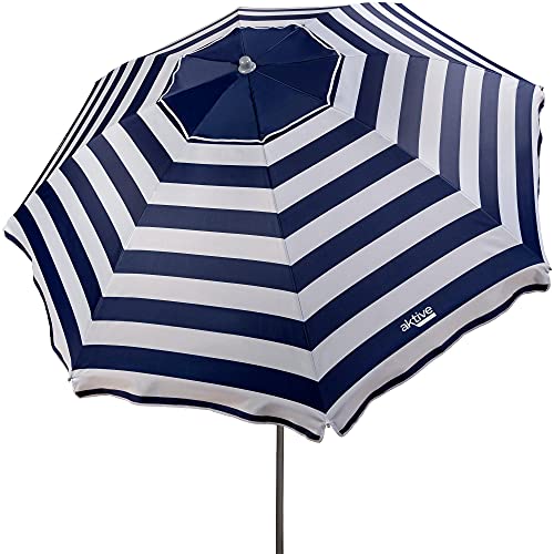 AKTIVE Parasol de Plage, 220 cm, Pare-Soleil Résistant au Vent, Toit de Ventilation, Mât 28-32 mm,...