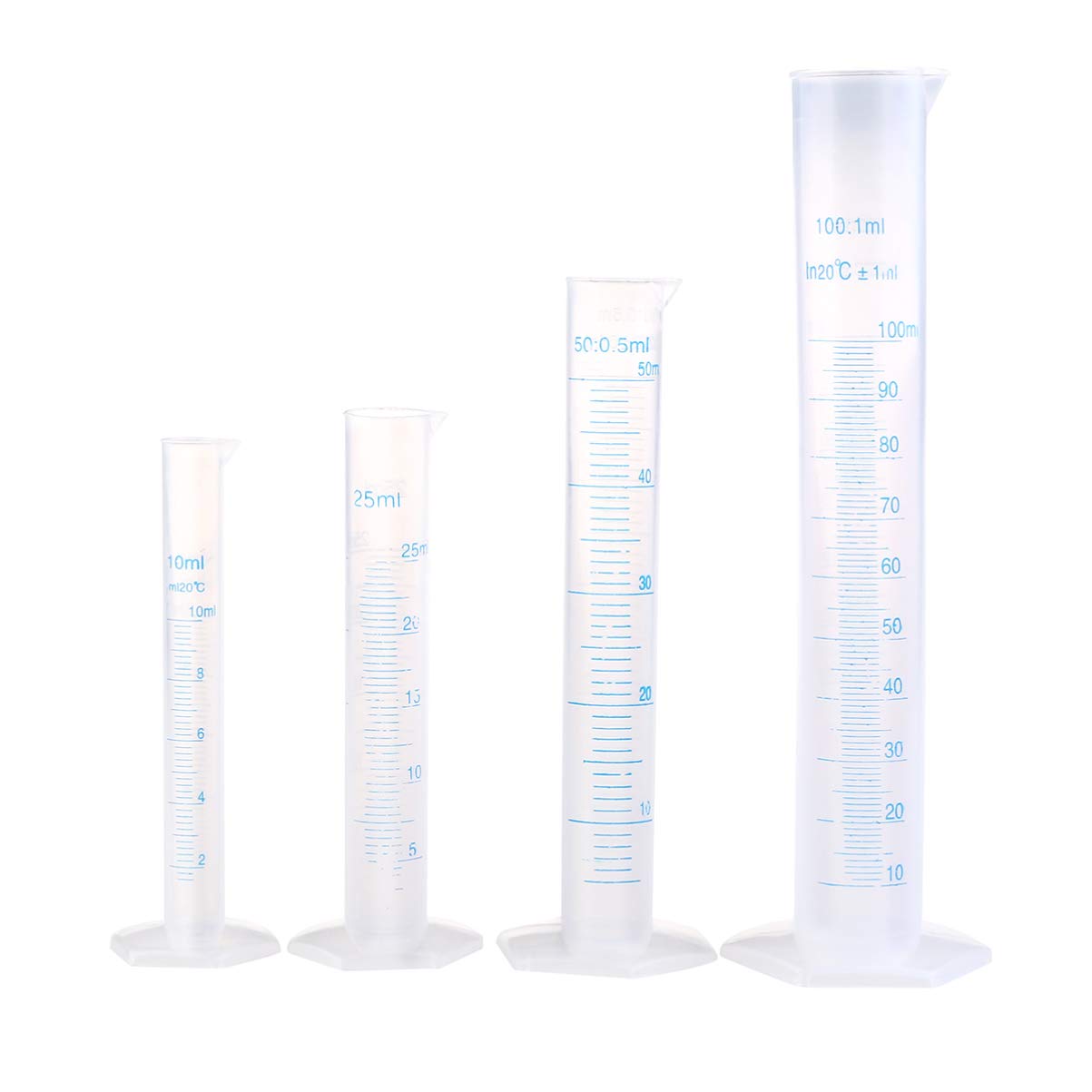 4pcs Laboratory Measure Cylinde Experiment Cylinder Scale Mixing Cylinder 50 Ml Graduated School Beaker Measuring Cup Measuring 100ml Child Glass Stirring Rod