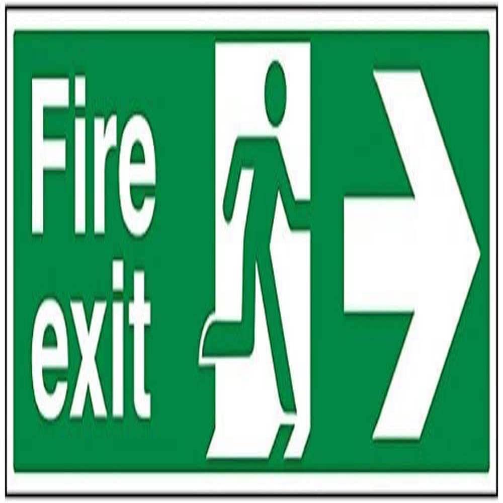 V Safety Fire Exit Arrow Right Sign - 600mm x 200mm - Self Adhesive Vinyl