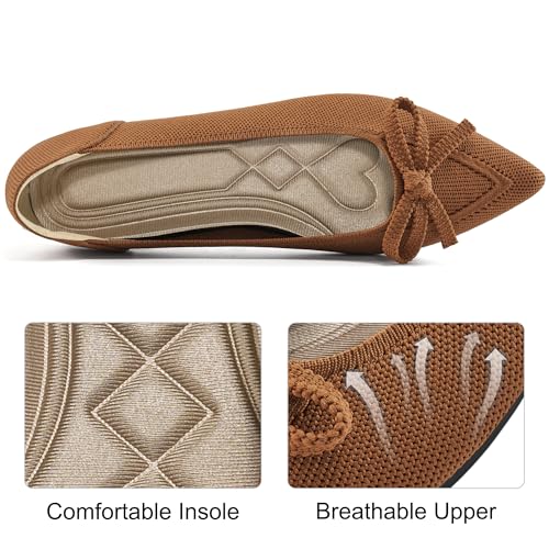 Image of Ablanczoom Ballet Flats Shoes for Women: Dressy Pointed Toe Bow Knit Flats Comfortable Slip On Work Business Casual Shoes