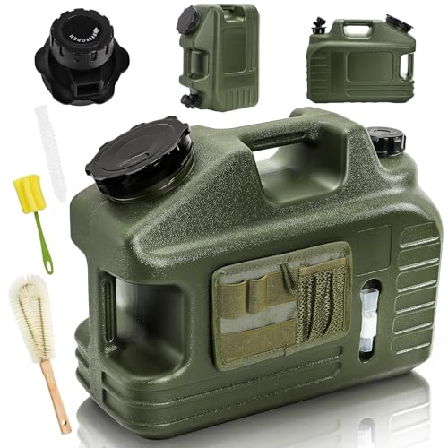 ZEAYEA 5 Gallon Water Jug, Outdoor Camping Water Storage Container with Spigot and Tool Bag, BPA-Free Portable Emergency Water Tank for Camping, Picnic, Hiking, Home Use, Green