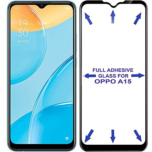 Image of Screen Protector for Oppo A15 (Black) Tempered Glass Edge-to-Edge 6D Screen Guard With Installation Kit