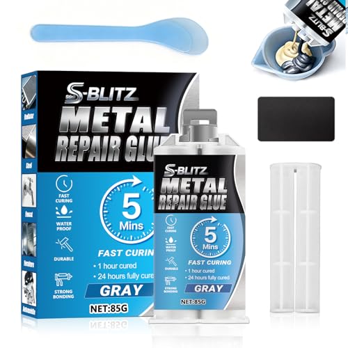 MetallKleber Extra Stark, Flüssigmetall Kleber Metall, 2 Komponenten Kleber für Metall, Hitzebeständig und Wasserdicht Hochfester Klebstoff zum Edelstahl, Gusseisen Metallkleben Schweißen Reparieren